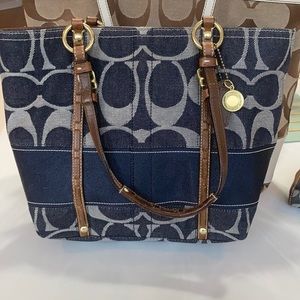 Coach denim printed bucket bag